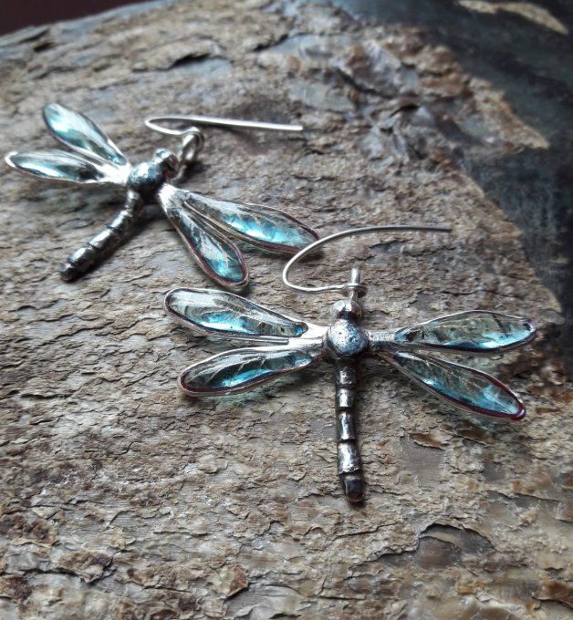 Boucles d'oreilles libellules bleues