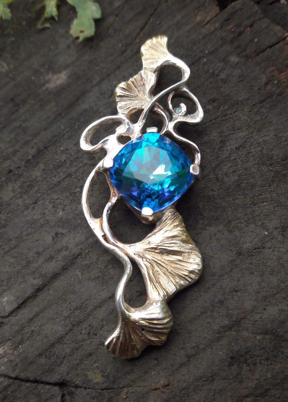 Pendentif Art Nouveau "cristal bleu"
