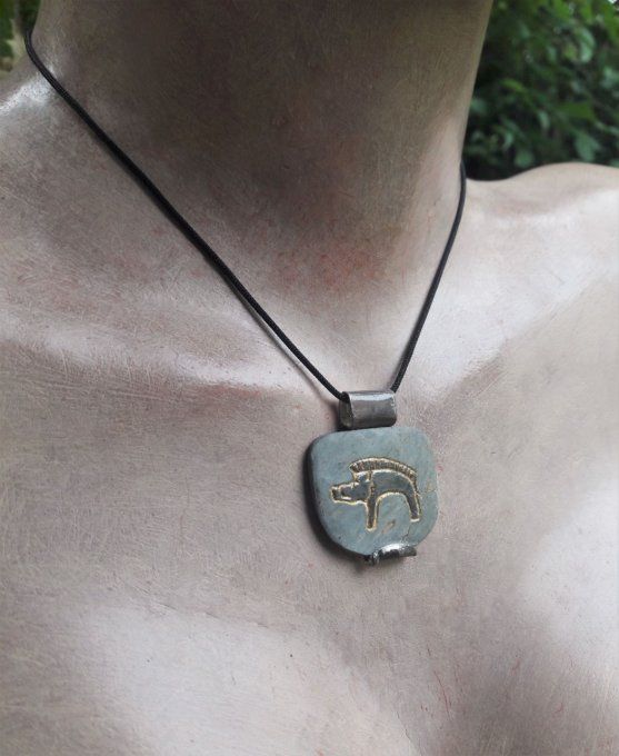pendentif sanglier ardoise verte